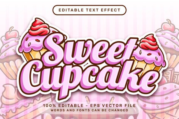 Sweet Cupcake 3D Text Effect for Illustrator